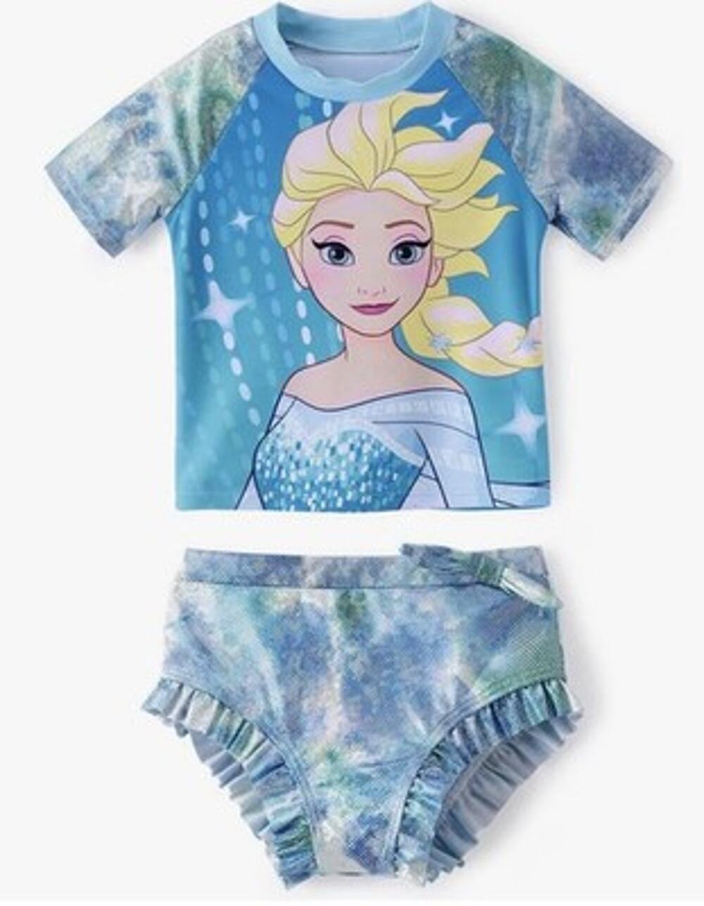 Disney Frozen Elsa Swimsuit 2 Pc Bathing Suit UPF 50+ Rashguard Set Girls 4/5